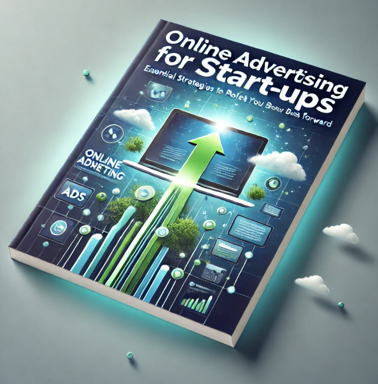 Online Advertising for Start-Ups ebook cover with essential strategies for digital marketing success